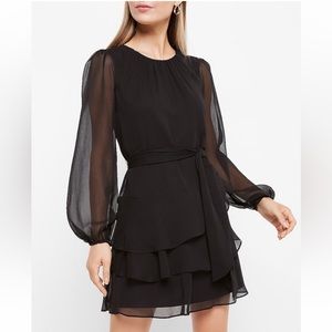 Long Sleeve Tie Waist Tiered Ruffle
Mini Dress